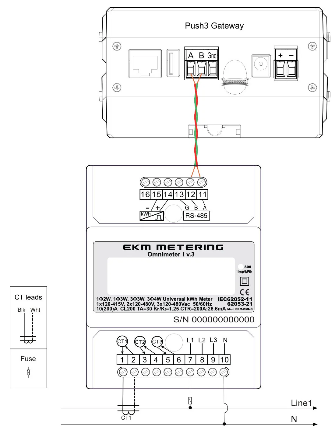 EKM Omnimeter I v.3 – Smart kWh Meter, Single Phase or 3-Phase, up to 480V, up to 5000A, 50/60Hz - Image 6